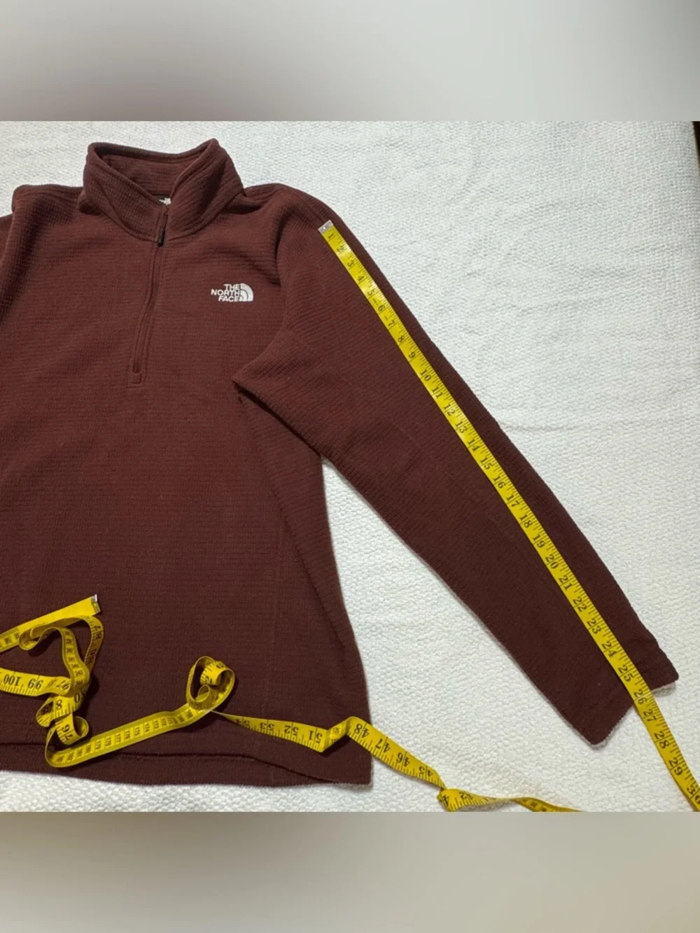 The North Face men XL quarter-zip fleece pullover textured waffle-knit fabric
